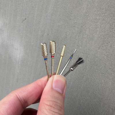 Combo 4 Đầu Mài Mạ Vàng Titan Đúc Làm Nail Siêu Mịn, An Toàn Cho Móng, Dành Cho Thợ Nail Nail Phương Miu, Mài Móng Nhanh