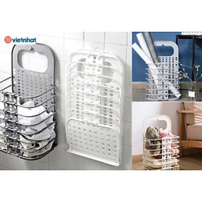 Giỏ Đựng Quần Áo Đồ Dùng Gấp Gọn Việt Nhật Treo Tường (Giao màu ngẫu nhiên)