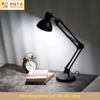 Đèn Bàn Làm Việc Thép HUTA KYSU1 Kèm Bóng Led Chống Cận, Bảo Vệ Mắt, Khớp Nối Cong Dễ Điều Chỉnh, Decor Trang Trí Bàn Học Đọc Sách
