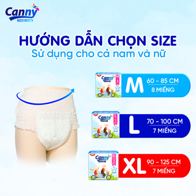 Tã/Bỉm Quần Người Lớn, Người Già Canny Siêu Mềm Mại, Siêu Thấm, Kháng Khuẩn XL7 (7 miếng)