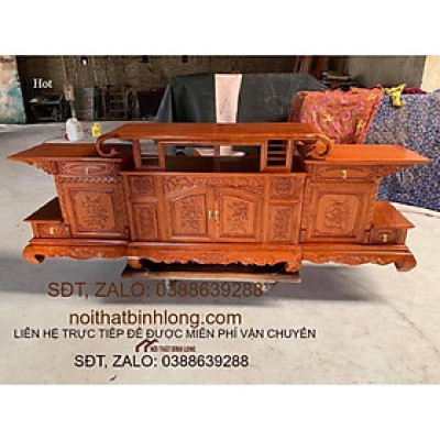 kệ tivi sừng trâu gỗ hương đá cánh đục 2m4