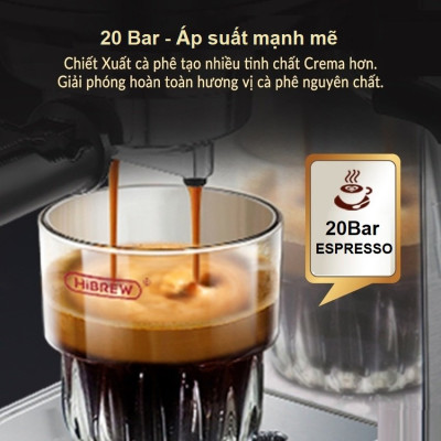 Máy pha cà phê Espresso chuyên nghiệp thương hiệu Mỹ HiBREW H10A - Hàng Nhập Khẩu
