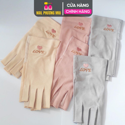 Găng Tay Chống Tia UV Fiber Hở Ngón Tay 20cm X 5cm Làm Móng, Bảo Vệ Tay Và Móng Tay Khỏi Tác Động Của Tia Cực Tím Khi Dùng Máy Hơ Nail Phương Miu
