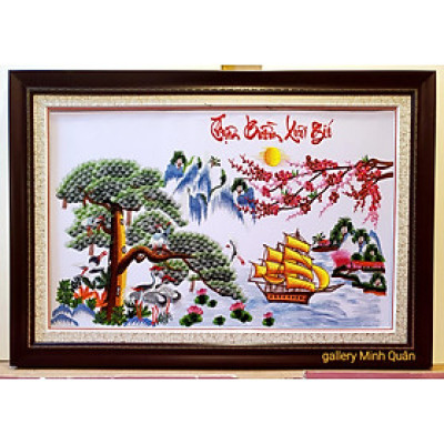 Tranh thêu " Thuận Buồm Xuôi Gió" treo phong thủy