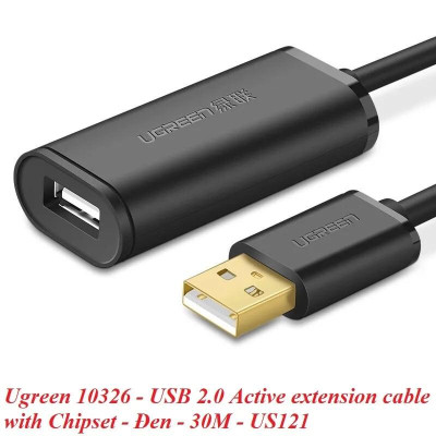 Ugreen UG10326US121TK 30M màu Đen Cáp tín hiệu nối dài USB 2.0 có chip khuếch đại cao cấp - HÀNG CHÍNH HÃNG