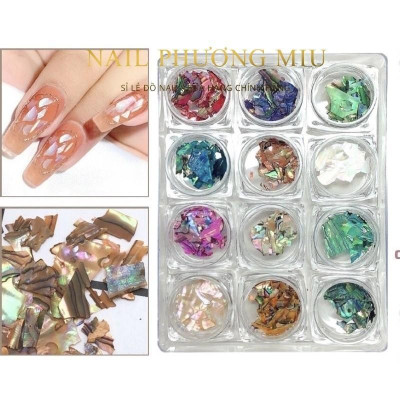 Xà Cừ Vân Đá Siêu Mỏng 12 Màu, Chất Liệu Ngọc Trai Sáng Bóng, 7g/Hũ Dành Cho Thợ Làm Nail  Nhà Nail Phương Miu khảm xà cừ việt nam