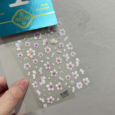 Sticker 5D Hình Cánh Hoa Phản Quang 4846 Bông Hoa Cực Quang Hồng M2297 Dán Móng Làm Nail Siêu Xinh, Hình Dán Móng Hoa Nổi Tự Dính Tiện Lợi