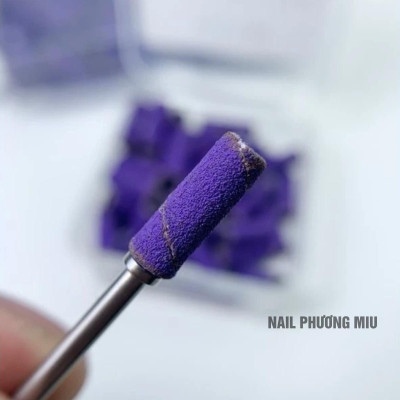 Hộp 50 Đầu Mài Nhám Tím Mini 150/240 Loại Sần Và Mịn Cao Cấp Làm Nail, Làm Nhám Bề Mặt Móng, Để Tăng Độ Bền Của Bộ Móng Nail Phương Miu