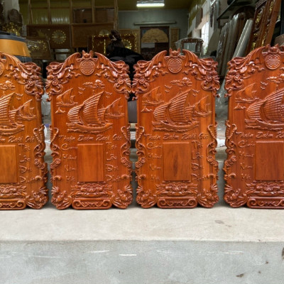 Đốc lịch treo tường trạm khắc thuận buồm xuôi gió kt 37×67×4cm