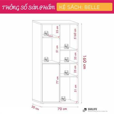 Tủ để sách gia đình thiết kế đẹp SMLIFE Belle
