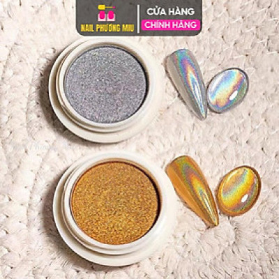 Tráng Gương Cầu Vồng Dạng Nén 2 Màu Vàng Bạc, Dung Tích 0.5g, Siêu Mịn, Bám Chặt Móng, Dễ Sử Dụng Cho Thợ Làm Nail Sơn Gel