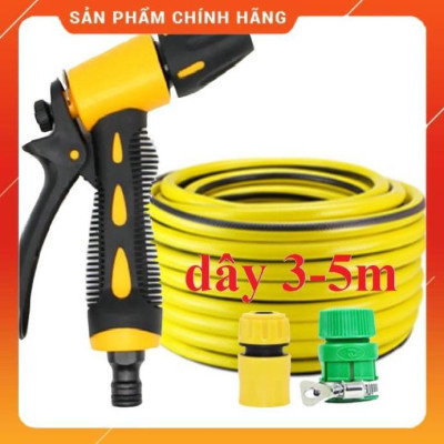 ️ Bộ dây vòi xịt nước rửa xe, tưới cây , tăng áp 3 lần, loại 3m, 5m 206319Hcút sập, nối PE, d.vàng