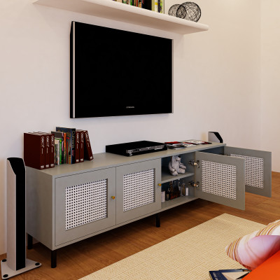 [Happy Home Furniture] ROTAN, Kệ TV 4 cánh mở , 180cm x 40cm x 54cm ( DxRxC), KTV_035