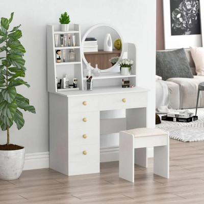 Bàn phấn gương tròn kiểu dáng thanh lịch SMLIFE Mercury