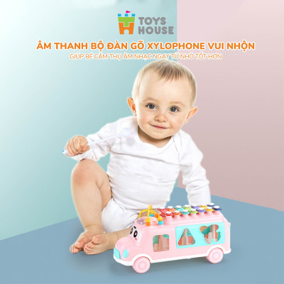 Đồ chơi giáo dục cho bé - ô tô thả khối kết hợp đàn gõ Xylophone ToysHouse HE8036 - màu xanh/hồng