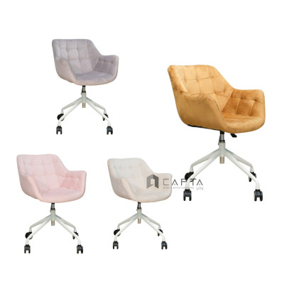 Ghế lễ tân màu nâu  có chân xoay  CE1022-F Nội thất Capta Ghế nệm nhung mềm mại có tựa lưng tăng giảm chiều cao linh hoạt, office chair