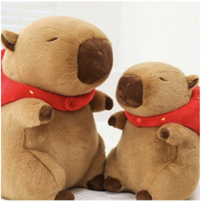 Thú nhồi bông capybara đội mũ dâu tây đáng yêu - Size từ 35cm đến 85cm - Quà tặng gấu bông capybara mang balô dâu tây trên lưng - Gối ôm chuột lang dễ thương cho bé.