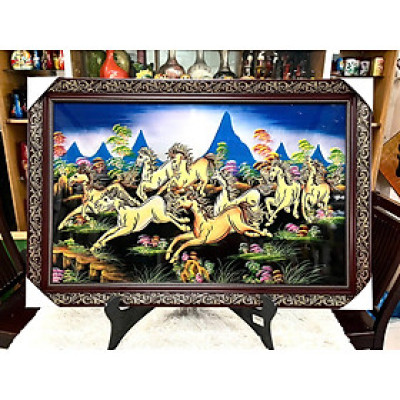 Tranh sơn mài MÃ ĐÁO THÀNH CÔNG đắp nổi mới hàng xuất khẩu 50x80 cm