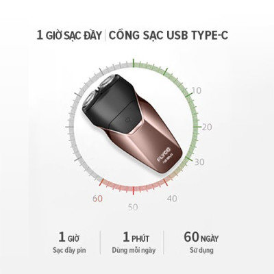 Máy Cạo Râu Flyco 2 Lưỡi Kép Thân Máy Kháng Nước Sạc Nhanh 1 Giờ FS888VN - Hàng Chính Hãng
