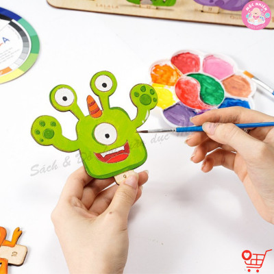 Đồ Chơi Tranh Gỗ Lalala Baby Tô Màu Kèm Màu Nước, Cọ và Truyện Kể I Paint I Play! Cho Bé Từ 3 Tuổi