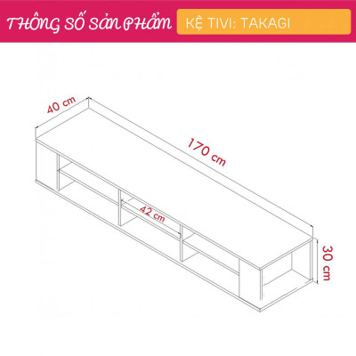 Tủ kệ tivi gỗ cho phòng ngủ SMLIFE Takagi