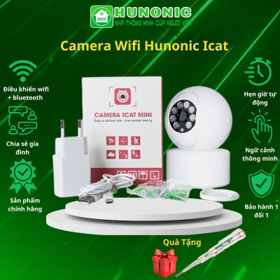 Camera Wifi Hunonic Icat 1080P Xoay 360 Độ, Theo Dõi Chuyển Động, Đàm Thoại 2 Chiều - Hàng Chính Hãng, Bảo Hành 1 Đổi 1.
