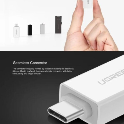 Ugreen UG30155US173TK Màu Trắng Đầu chuyển đổi TYPE C sang USB 3.0 vỏ nhựa ABS - HÀNG CHÍNH HÃNG