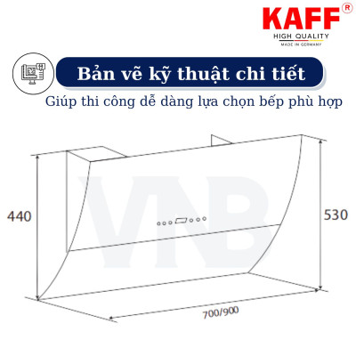 Máy hút mùi dạng TV cảm ứng điều khiển từ xa 900mm KAFF KF-LUX-AT90H-BK - Hàng Chính Hãng