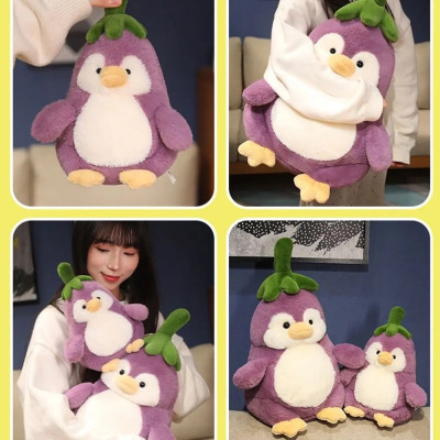 Thú nhồi bông chim cánh cụt cà tím đáng yêu - Size 25cm đến 70cm - Quà tặng gấu bông êm mịn cho bé.