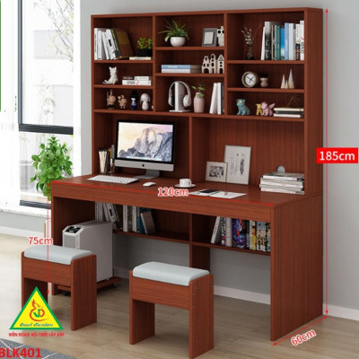 Bàn làm việc, bàn học liền kệ gỗ MDF BLK401 - Nội thất lắp ráp Viễn Đông Adv