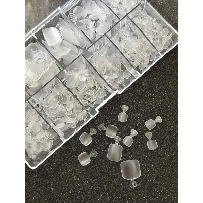 Hộp 500 Móng Úp Chân HSM Nhựa Dẻo Làm Nail, Siêu Bám Keo, Trong Suốt Và Trắng Đục Chất Lượng Cao, Tiện Lợi Cho Tiệm Nail giả