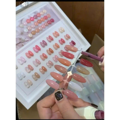Set Sơn Thạch Đục 24 Màu HUIYA Tông Hồng Làm Nail Siêu Bóng Mướt, Chất Sơn Gel Đậm Đặc Chuẩn Màu Tươi Sáng Tặng Kèm Bảng Màu Peach Skin Nữ Women