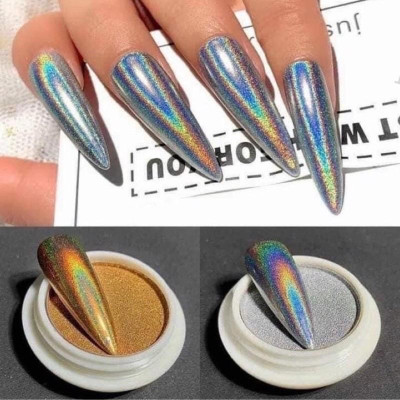 Tráng Gương Cầu Vồng Dạng Nén 2 Màu Vàng Bạc, Dung Tích 0.5g, Siêu Mịn, Bám Chặt Móng, Dễ Sử Dụng Cho Thợ Làm Nail Sơn Gel