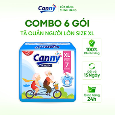Tã/Bỉm Quần Người Lớn, Người Già Canny Siêu Mềm Mại, Siêu Thấm, Kháng Khuẩn XL7 (7 miếng)