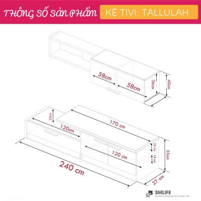 Kệ TV gỗ MDF thiết kế hiện đại Tallulah