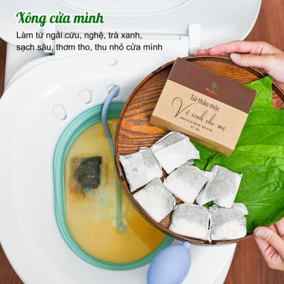 Bộ sạch sâu, trẻ hóa và se khít cửa mình cơ bản Wonmom ( 1 Dung dịch vệ sinh + 1 Hộp xông cửa mì