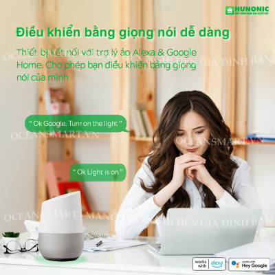 Công Tắc Cảm Ứng HUNONIC Luxury, Công Tắc Thông Minh Bluetooth Mesh Viền Vàng Hình Chữ Nhật - HNLUXC