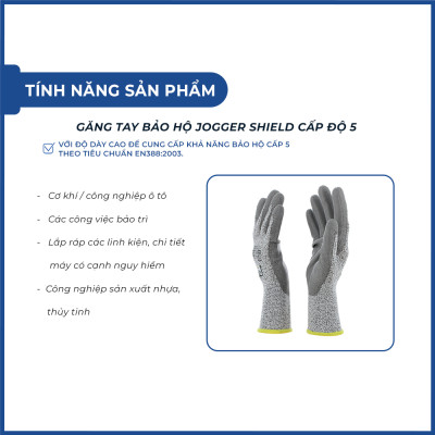 Găng tay chống cắt cấp độ 5 Jogger Shield cho thợ cơ khí, lắp đặt, nhôm kính