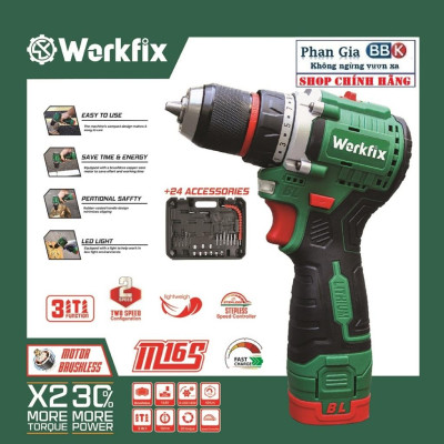 Máy Khoan Dùng Pin WORKFIX 16,8V - Đầu Kẹp Autolook 10mm Pin 4 Cell bảo hành chính hãƞg