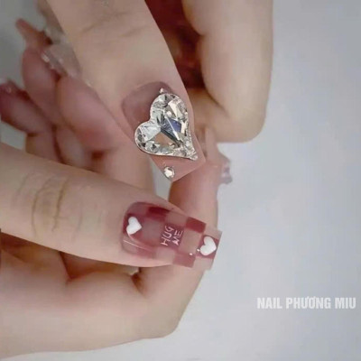 Đá Chân Bằng Hình Trái Tim Mix 3 Size To Nhỏ Làm Nail Siêu Sáng Túi Khoảng 30 Viên Size 6,9,12mm, Trang Trí Móng Sáng Lấp Lánh