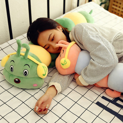 Thú bông con sâu đeo tai nghe headphone dễ thương siêu mềm mịn (70cm) Gối ôm con sâu đeo tai nghe đáng yêu cute