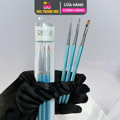 Set 3 Cọ Nét DingXi Cao Cấp Vẽ Nét Mảnh Siêu Đẹp, Sơn Móng, Đắp Gel, Cọ Vẽ Hoa Làm Nail Chuyên Dụng Nail Phương Miu Nữ