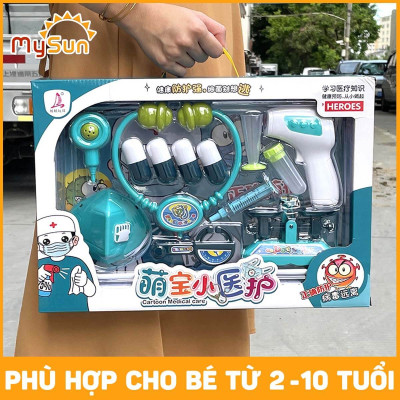 Bộ đồ chơi bác sĩ khám bệnh cho trẻ em bé gái màu hồng, bé trai màu xanh nhập khẩu.