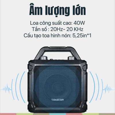 Takstar WDA-500 - Loa Di Động Không Dây UHF, Công Suất 40W, Thời Lượng Pin 20 Giờ Cho Biểu Diễn Ngoài Trời, Quảng Cáo, Giảng Dạy - Hàng chính hãng