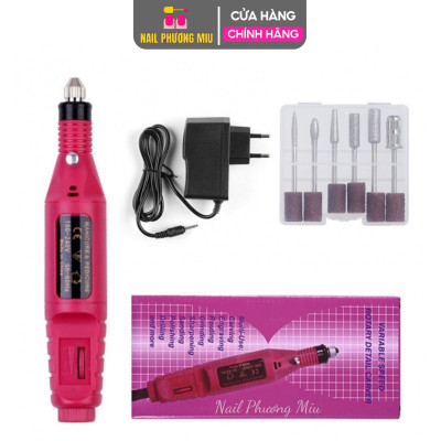 Máy Mài Mini Cầm Tay Làm Nail Tặng Kèm 6 Đầu Mài Tiện Lợi, Mài Móng Tốc Độ 3000 Vòng/Phút, Điều Chỉnh 0-240V, Chà Gót Chân Nữ Women