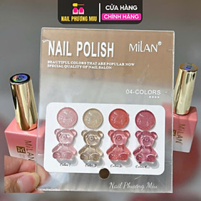 Set Sơn Thạch Nhũ Hồng MiLan 4 Màu Cao Cấp Làm Nail Đẹp, Chất Gel Mịn Dễ Kéo, Tặng Kèm Bảng Màu Gấu Làm Móng Siêu Đẹp Sơn Gel Nữ Women