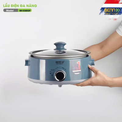 Nồi lẩu điện đa năng lòng nồi nhấc rời 5L BENNIX BN-538EGP,Hàng chính hãng Bảo hành 12 tháng