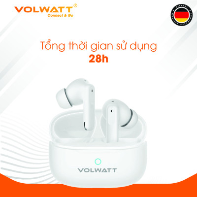 Tai nghe không dây Volwatt Beat hàng chính hãng | TWS Bluetooth 5.4, 4 Mic ENC chống ồn, Pin 5–6h + Hộp 400mAh, BH 12 tháng