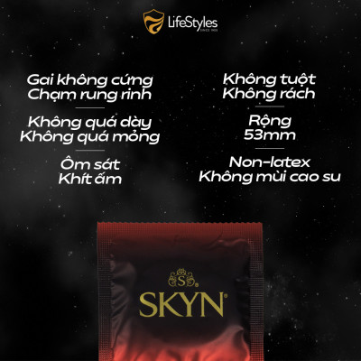 Bao cao su gai trơn Skyn Intense Feeling - Non-latex không mùi cao su - Hộp 10 bao
