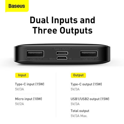 Pin Sạc Dự Phòng Baseus 15w 10000mah Pd 15w Dành Cho Iphone 12 Pro Samsung Thuận Tiện-Hàng Chính Hãng